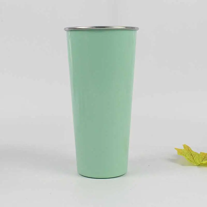 16oz Stainless Steel Double Wall Spray Painted Coffee Mug Juice Glass with Lid