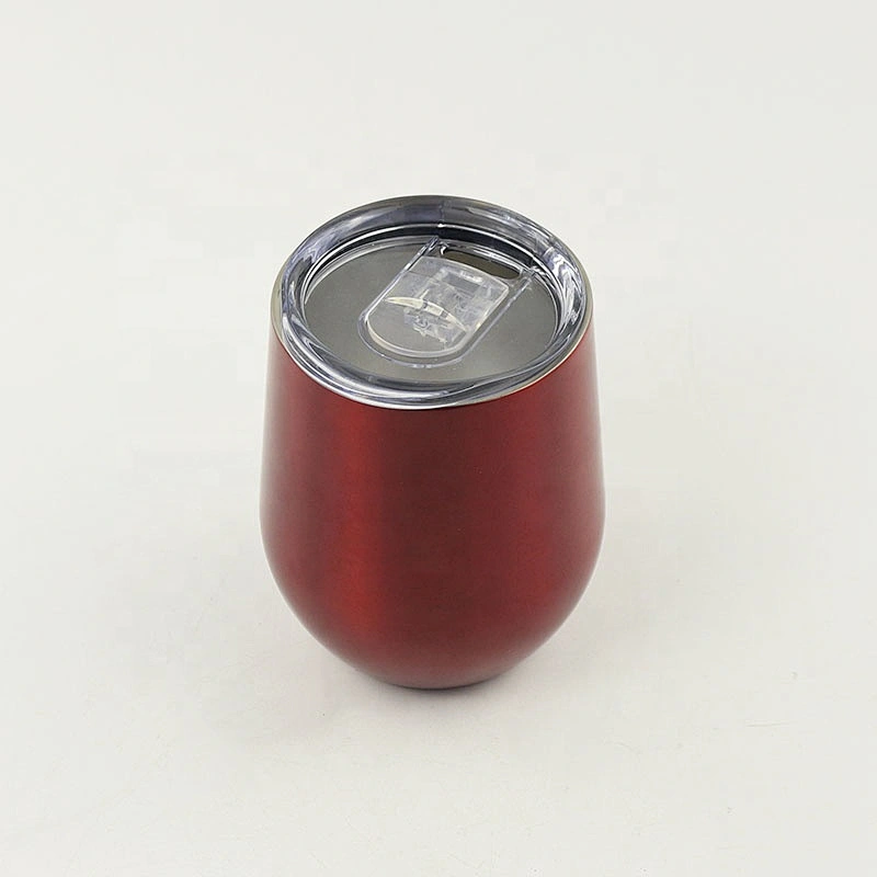 Hibour Double Wall Vacuum Insulated 12oz Stainless Steel Stemless Painting Color Wine Tumbler With Lid