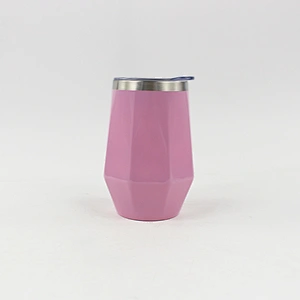 Attractive design stainless steel wine glass,double wall  mug with lid 12oz