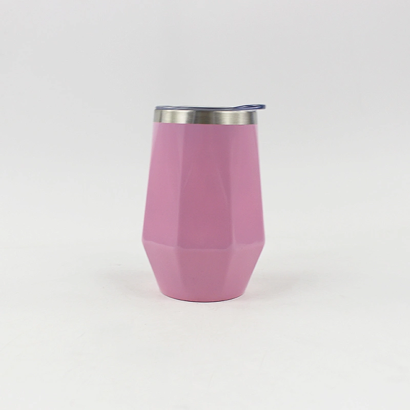 Attractive design stainless steel wine glass,double wall  mug with lid 12oz