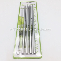 Hot Selling 4Pcs Reusable Straight Stainless Steel Drinking Straw Cocktail Straws With Cleaning Brush Sets