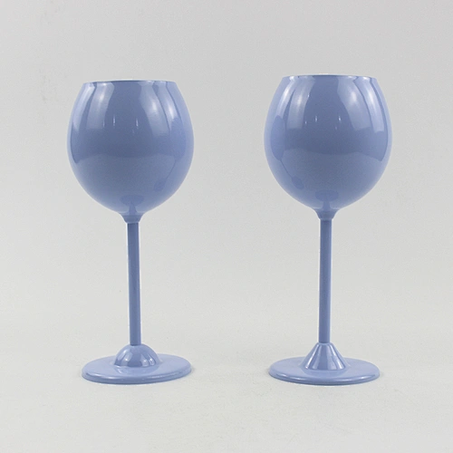 Premium Quality 12oz Double Wall Stainless Steel Goblet Blue Wine Cups Decorations Custom Champagne Glass Cup