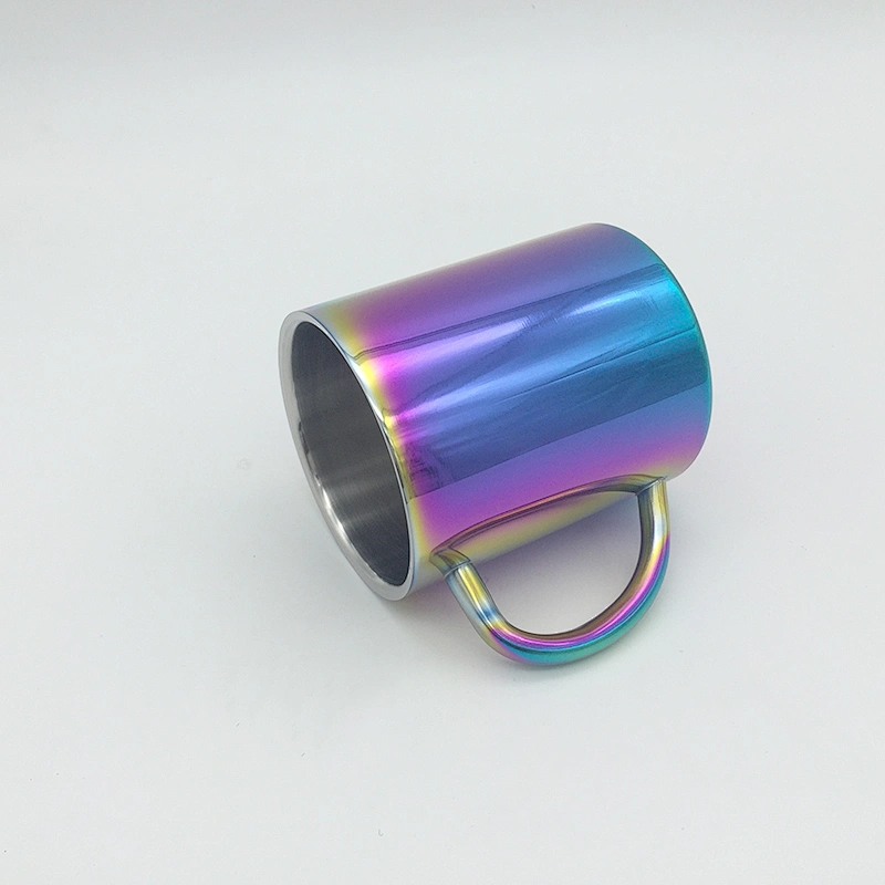 Wholesale double wall stainless steel custom coffee mug color plated earthware beer mug