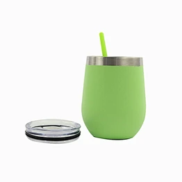 12 oz stainless steel insulated tumbler short wine glass with straw powder coated stainless steel tumbler