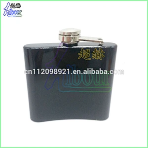 Manufacture classical black spray-paint stainless steel hip flask with custom logo