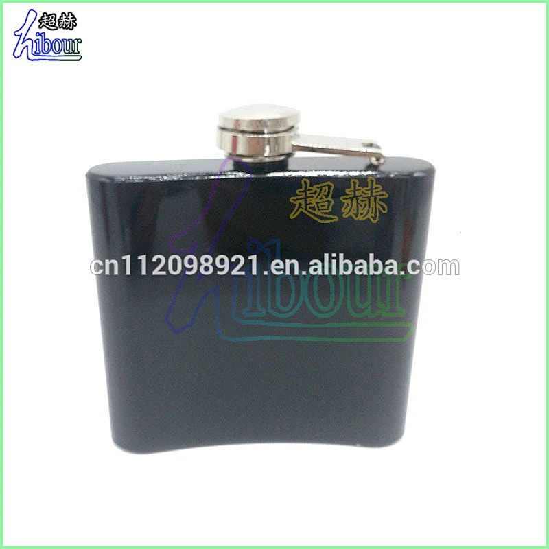 Manufacture classical black spray-paint stainless steel hip flask with custom logo