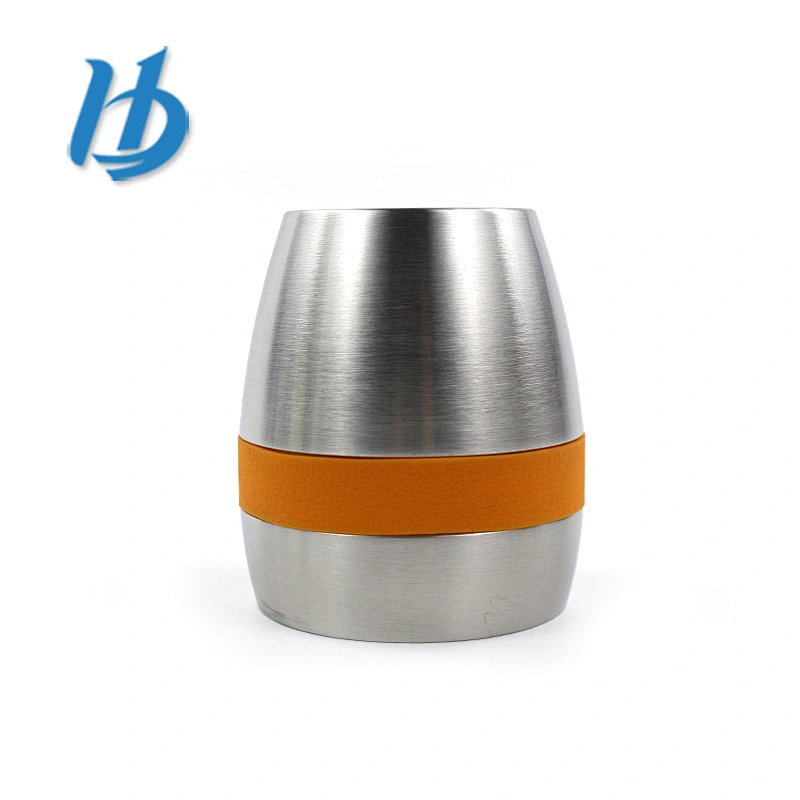 Factory direct provide 10 oz flat bottom 304 stainless steel wine glass with silicone ring