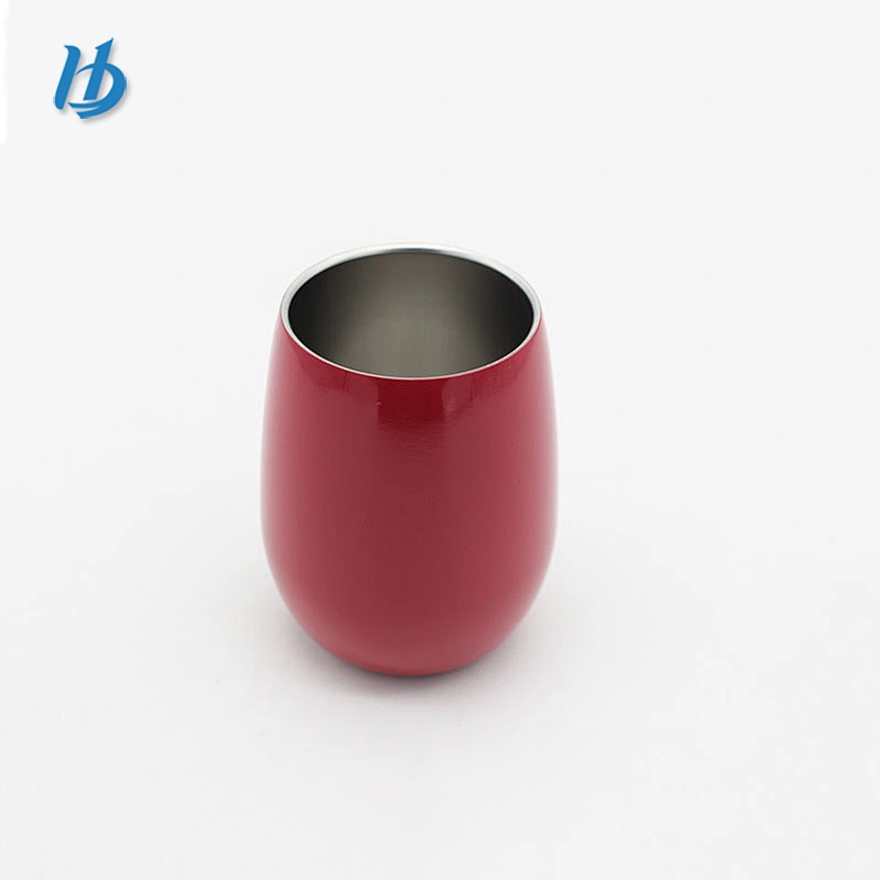 Elegant stainless steel wine glass tumbler,9oz double wall stemless mug