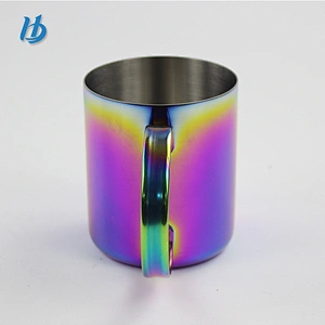 Silver Portable Stainless Steel camping Water Cup for Camping Hiking Mountaineering with stainless steel folding handle