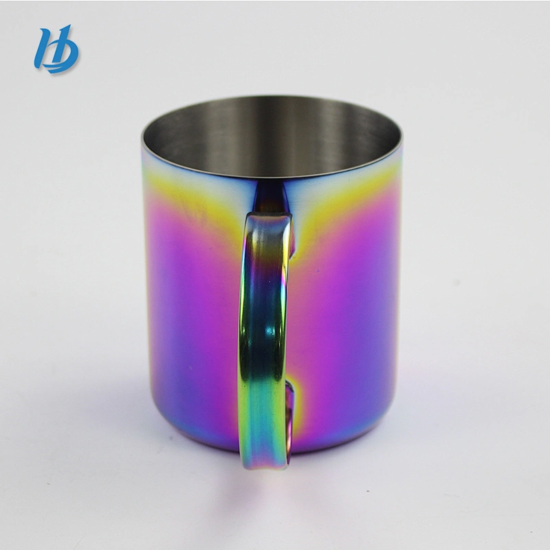 Silver Portable Stainless Steel camping Water Cup for Camping Hiking Mountaineering with stainless steel folding handle