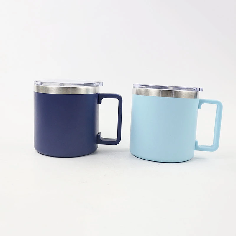 Hibour 14 oz vacuum Insulated stainless steel travel mug double wall coffee mug with plastic handle