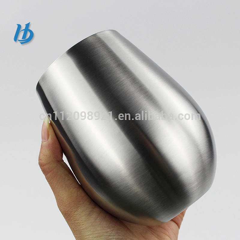 Wholesale custom wine glass for drinking,16oz single wall egg shape cup stainless steel stemless wine glass tumbler 2 pack