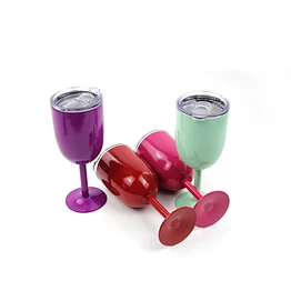 Amazon hot selling high quality Wholesale double wall stainless steel cup red wine glass customized logo red cup