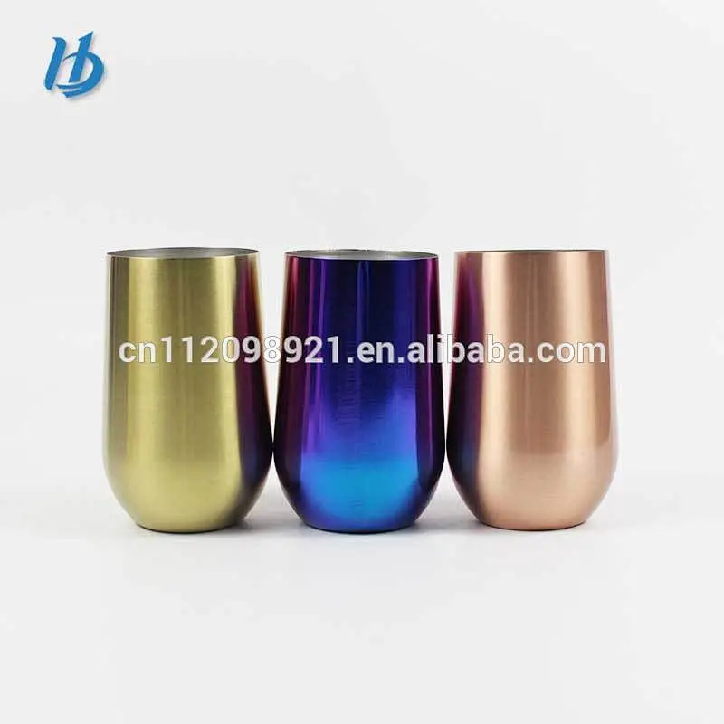 stainless steel wine glass holder rose gold wine wholesale cup egg tumbler  stemless unbreakable wine glasses