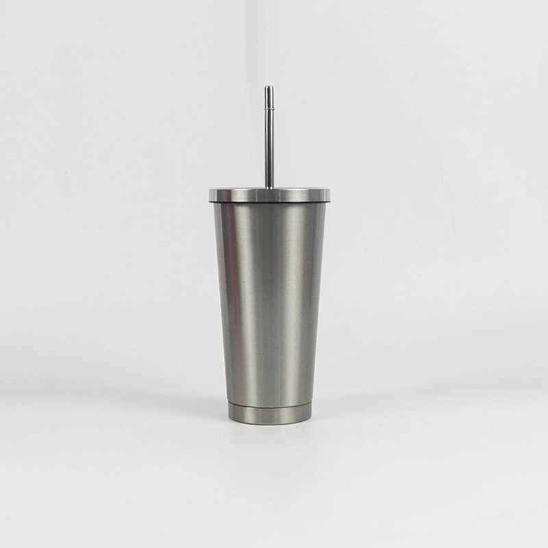 500ml coffee mug double wall insulated coffee drinks stainless skinny tumbler cups with straw