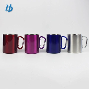 Hot sale camping mug stainless steel double wall coffee mug with carabiner handle