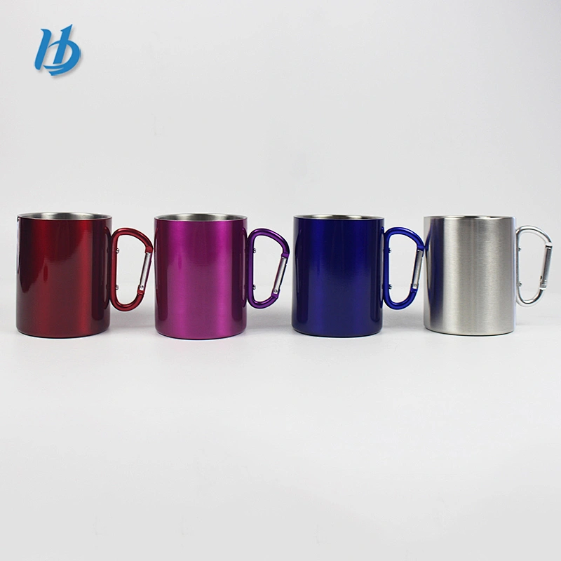 Hot sale camping mug stainless steel double wall coffee mug with carabiner handle