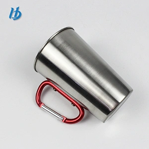 Single wall stainless steel travel mug with carabiner,personalized camping mug