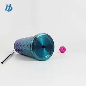 2018 new design promotional drinking mugs stainless steel coffee mug straw cups with high quality