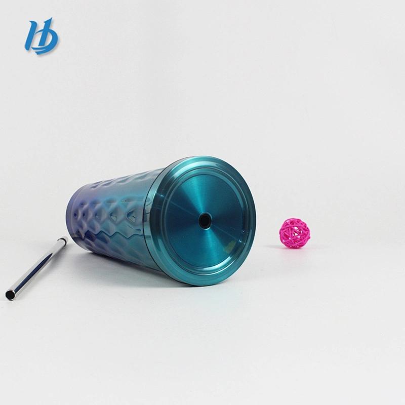 2018 new design promotional drinking mugs stainless steel coffee mug straw cups with high quality