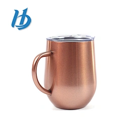 Economic stylish 12 oz 304 stainless steel wine glass with handle