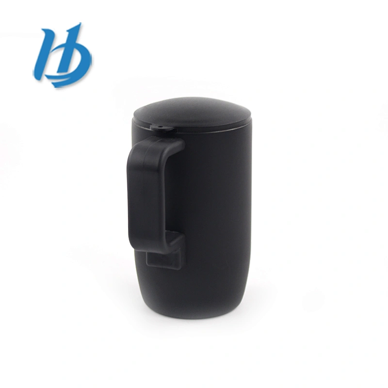 Promotional stainless steel mug,black painting coffee mug with lid and handle