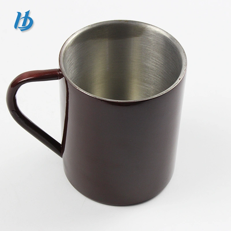 Simple design painting on the surface cup,double wall tea cup with handle