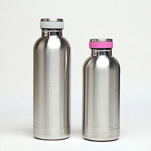 Hibour vacuum insulated cute  BPA free 18/8 stainless steel water bottle with silicone ring lid