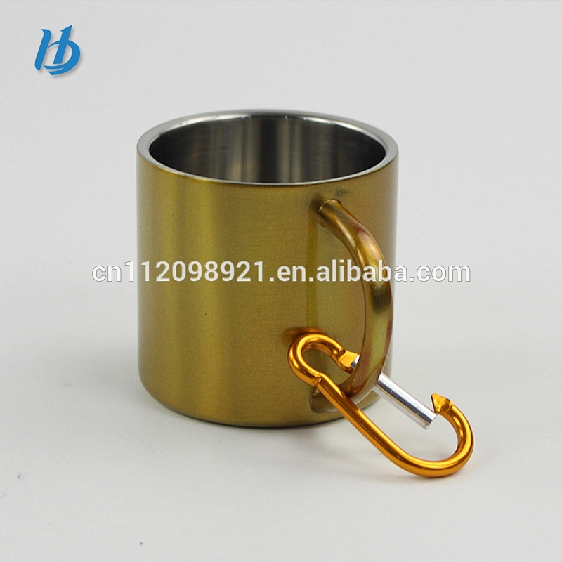Professional factory manufacture unbreakable 220ml 18/8 stainless steel coffee mugs the portable cup with metal handle