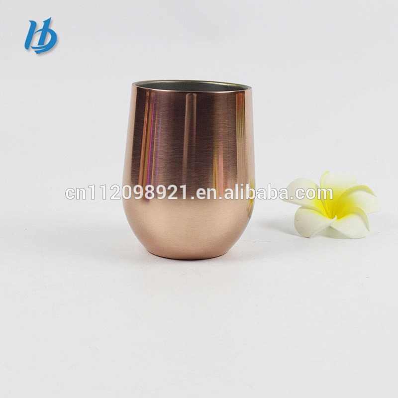 Amazon hot sell 304 stainless steel mug electroplated wine glass double wall