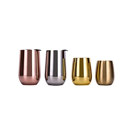 Yongkang factory OEM 304 stainless steel double wall electroplated insulated wine glass