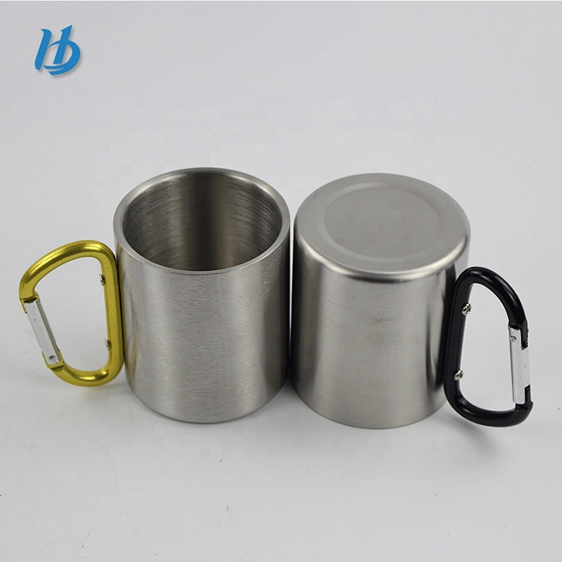 Drinkware Type 300ml double wall stainless steel coffee cup custom logo beer mug with handle camping mug