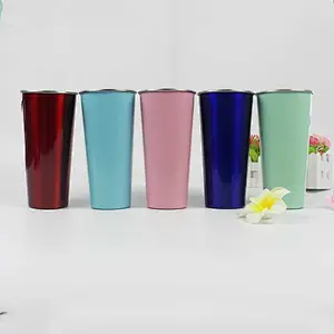 16oz Stainless Steel Double Wall Spray Painted Coffee Mug Juice Glass with Lid