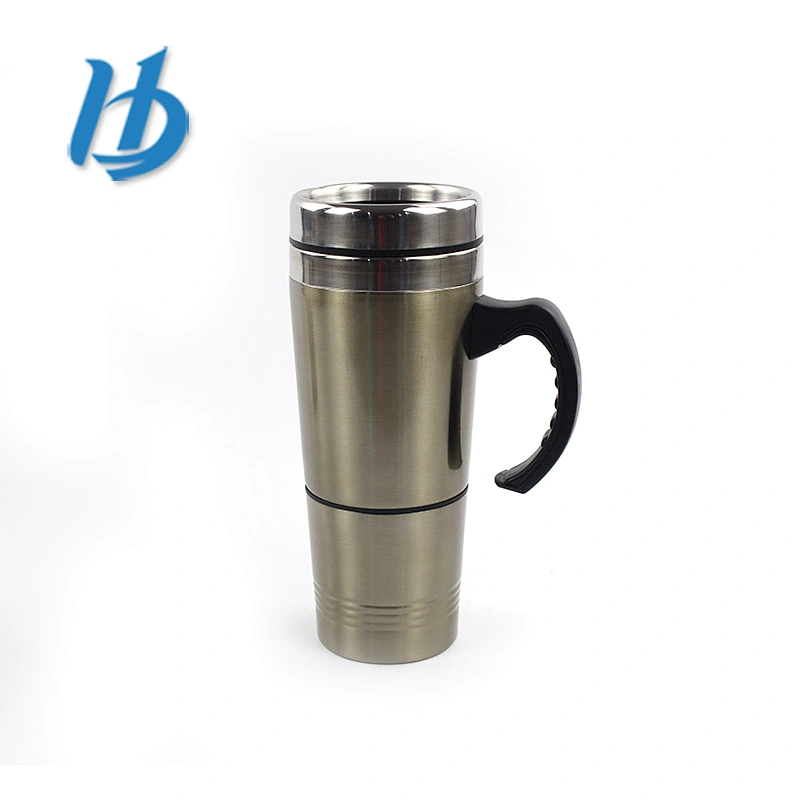 Best quality stainless steel two layers auto mug with handle