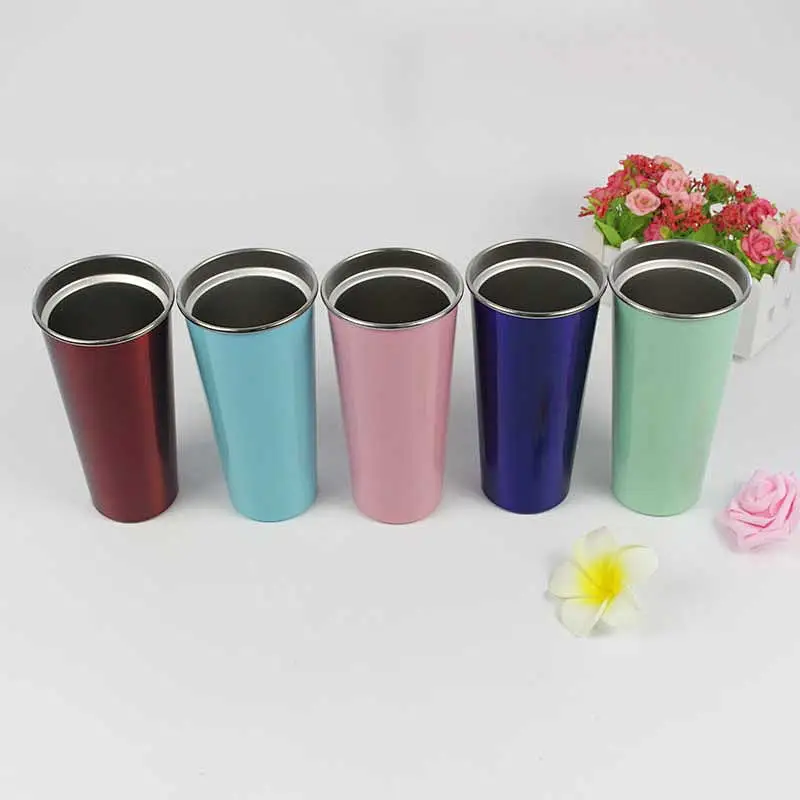 16oz Stainless Steel Double Wall Spray Painted Coffee Mug Juice Glass with Lid