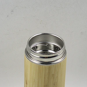Double Wall Stainless Steel Bamboo Coffee Cup Thermos Bottle