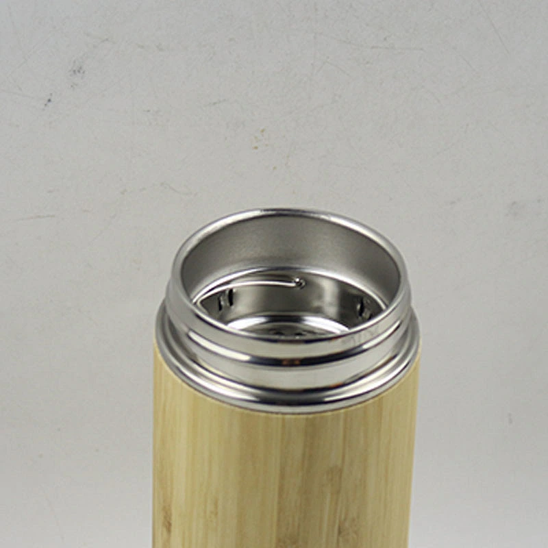 Double Wall Stainless Steel Bamboo Coffee Cup Thermos Bottle