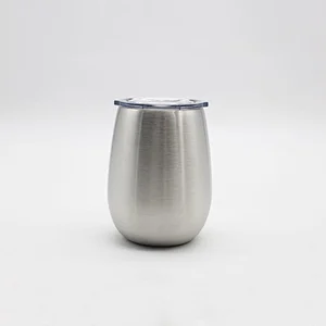 Hot selling 9oz double wall stainless steel stemless wine glasses with lid coffee cup custom logo and color champagne mug