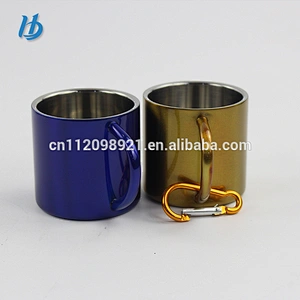 Professional factory manufacture unbreakable 220ml 18/8 stainless steel coffee mugs the portable cup with metal handle