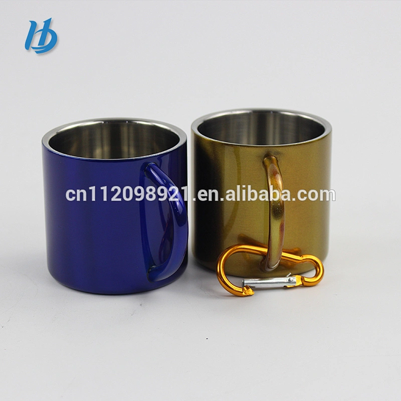 Professional factory manufacture unbreakable 220ml 18/8 stainless steel coffee mugs the portable cup with metal handle