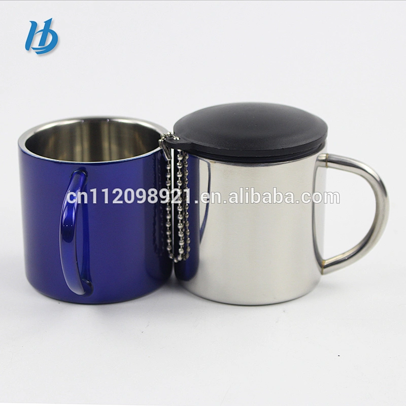 Professional factory manufacture unbreakable 220ml 18/8 stainless steel coffee mugs the portable cup with metal handle
