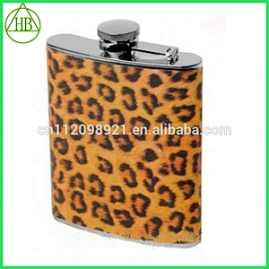Fashional leather engraved special shape hip flask