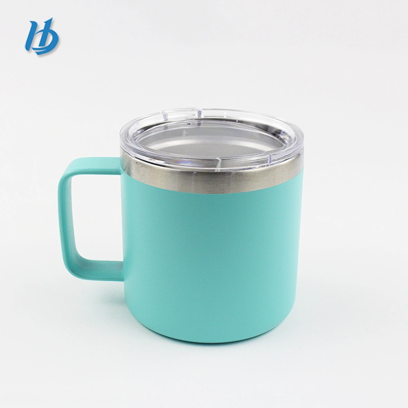 Elegant and colorful travel mugs,stainless steel small double wall glass mug with handle and lid