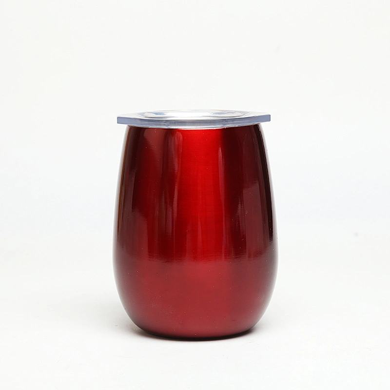 2019 new product double wall stainless steel stemless wine glass, metal shot glasses 9 ounce