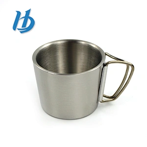 Promotional personalized double handle stainless steel coffee mug with custom logo