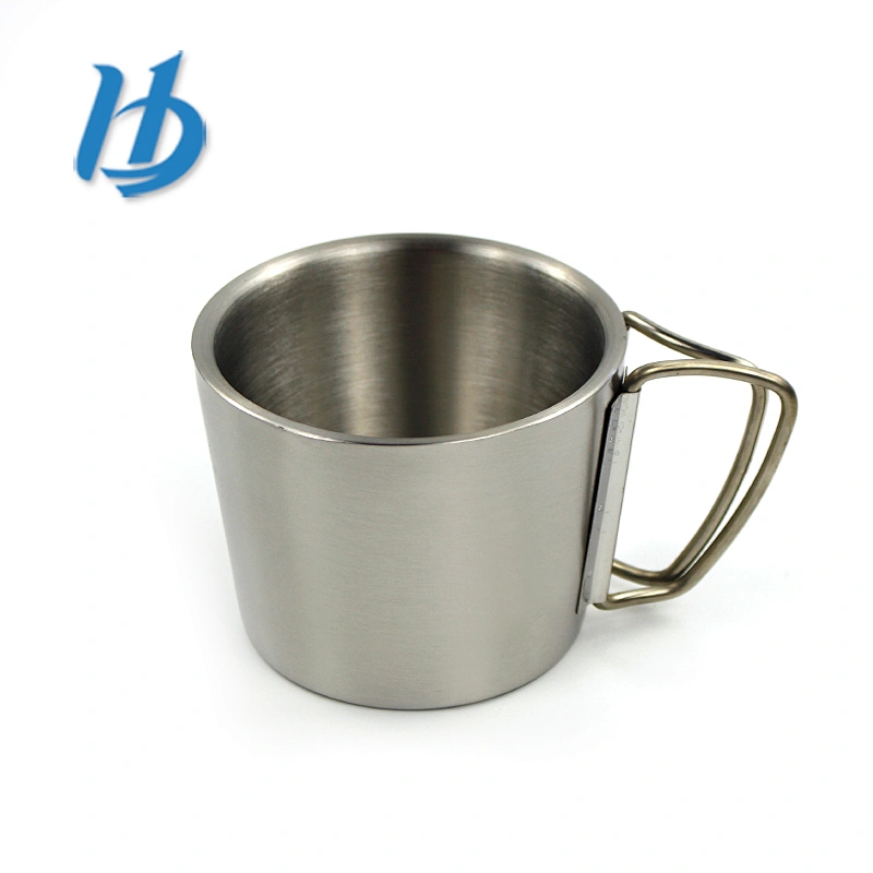 Promotional personalized double handle stainless steel coffee mug with custom logo