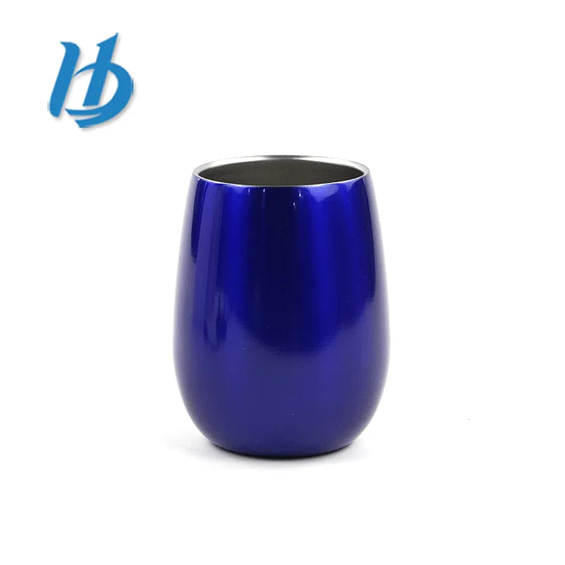Professional standard 9 oz 304 stainless steel stemless wine glass