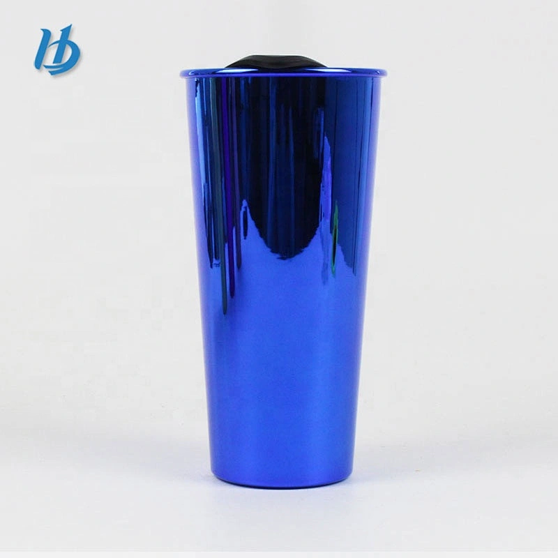 Electroplated coffee travel mug,500ml double wall beer mug with handle