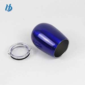 Cooling tumblers wine glass 9oz double wall blue wine cup, stainless steel stemless wine glass tumbler 2 pack