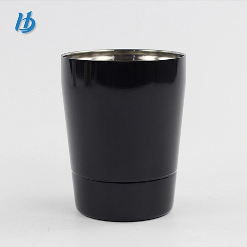 Silver color beer mug,8oz black painting auto mug without handle